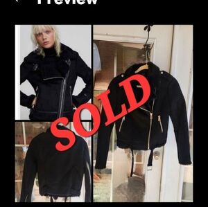 ZARA TRF - Fully Lined Faux Fur Suede Biker‎ Jacket Double Faced -